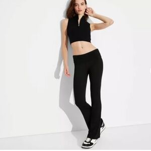 New Wild Fable Navy Blue Ribbed Foldover Waist Flare Pants Size Small